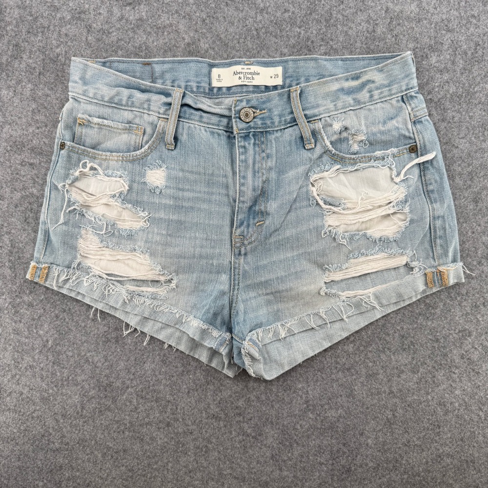 Abercrombie & Fitch Shorts Womens 8 Distressed Light Blue EUC